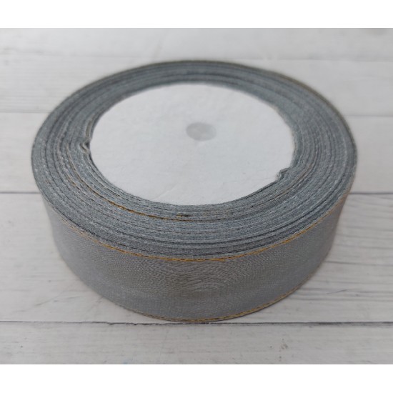 ОПТ Лента атласная с люрексом 25 мм*25 ярдов цв. серый, цена за катушку